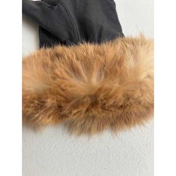 Wilson’s Leather Genuine Black Leather Gloves with Faux Fur Trim Size XL - Picture 3 of 8